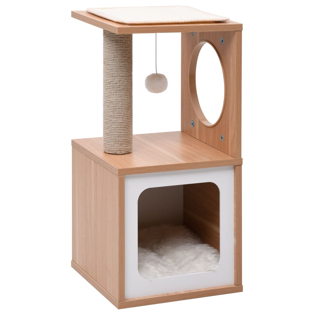 Glamorous Pups : vidaXL Cat Tree Brown Wood Medium Durable Cat Tree Rectangular