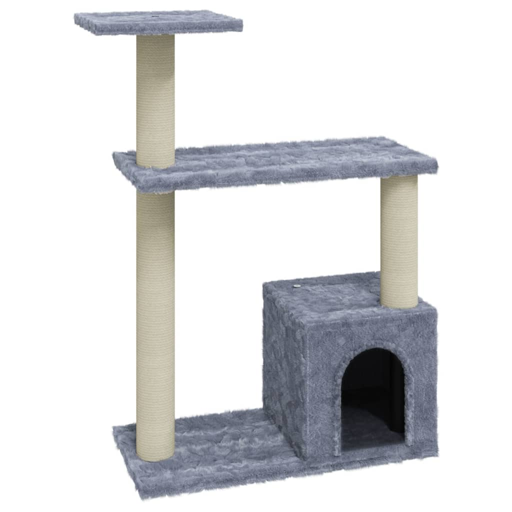 Glamorous Pups : vidaXL Cat Tree Light gray Engineered wood, plush, sisal Medium Cat Tree