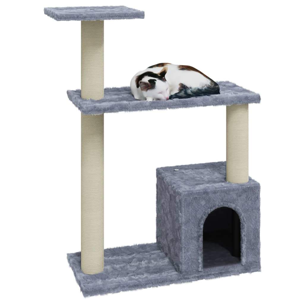 Glamorous Pups : vidaXL Cat Tree Light gray Engineered wood, plush, sisal Medium Cat Tree