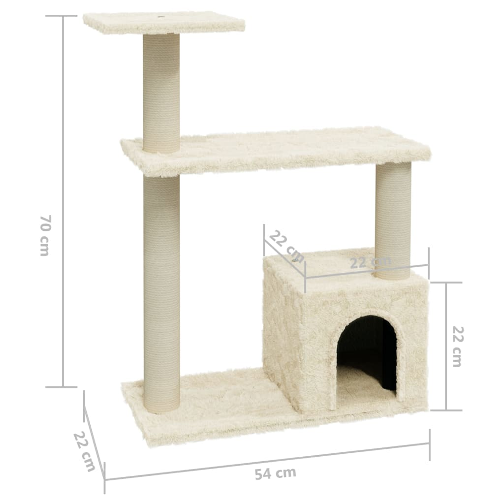 Glamorous Pups : vidaXL Cat Tree Cream Engineered wood, plush, sisal
