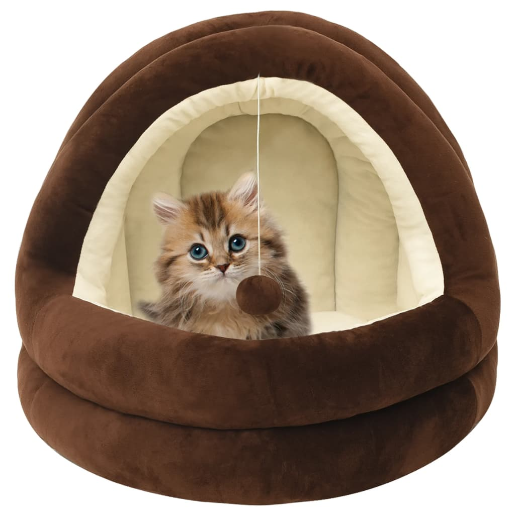 Glamorous Pups : vidaXL Cat Bed Brown and Cream Fleece, PP cotton Small Cat Bed