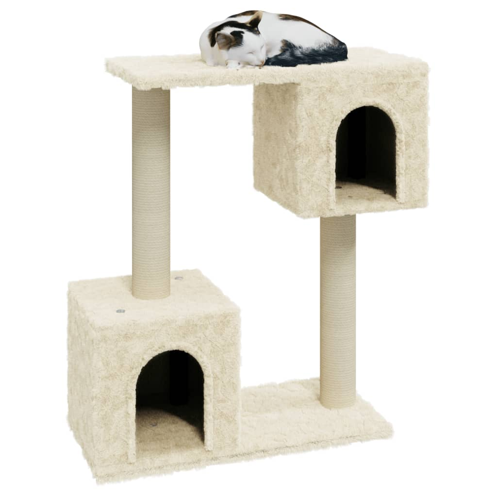 Glamorous Pups : vidaXL Cat Tree Cream Engineered wood, plush, sisal Medium Cat Tree