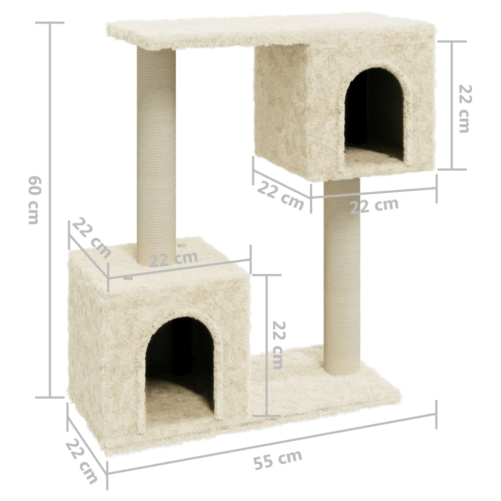Glamorous Pups : vidaXL Cat Tree Cream Engineered wood, plush, sisal Medium Cat Tree