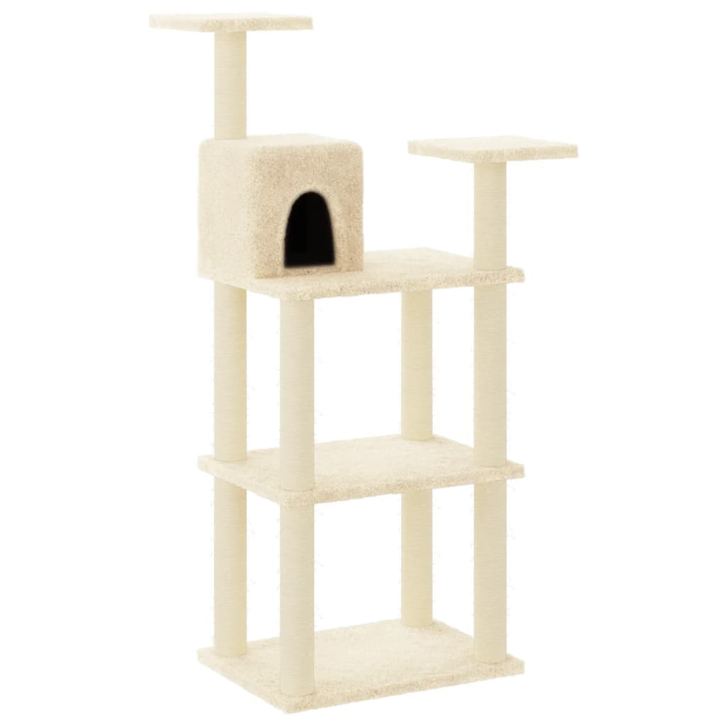Glamorous Pups : vidaXL Cat Tree Cream Engineered wood, plush, sisal 46.7 in tall