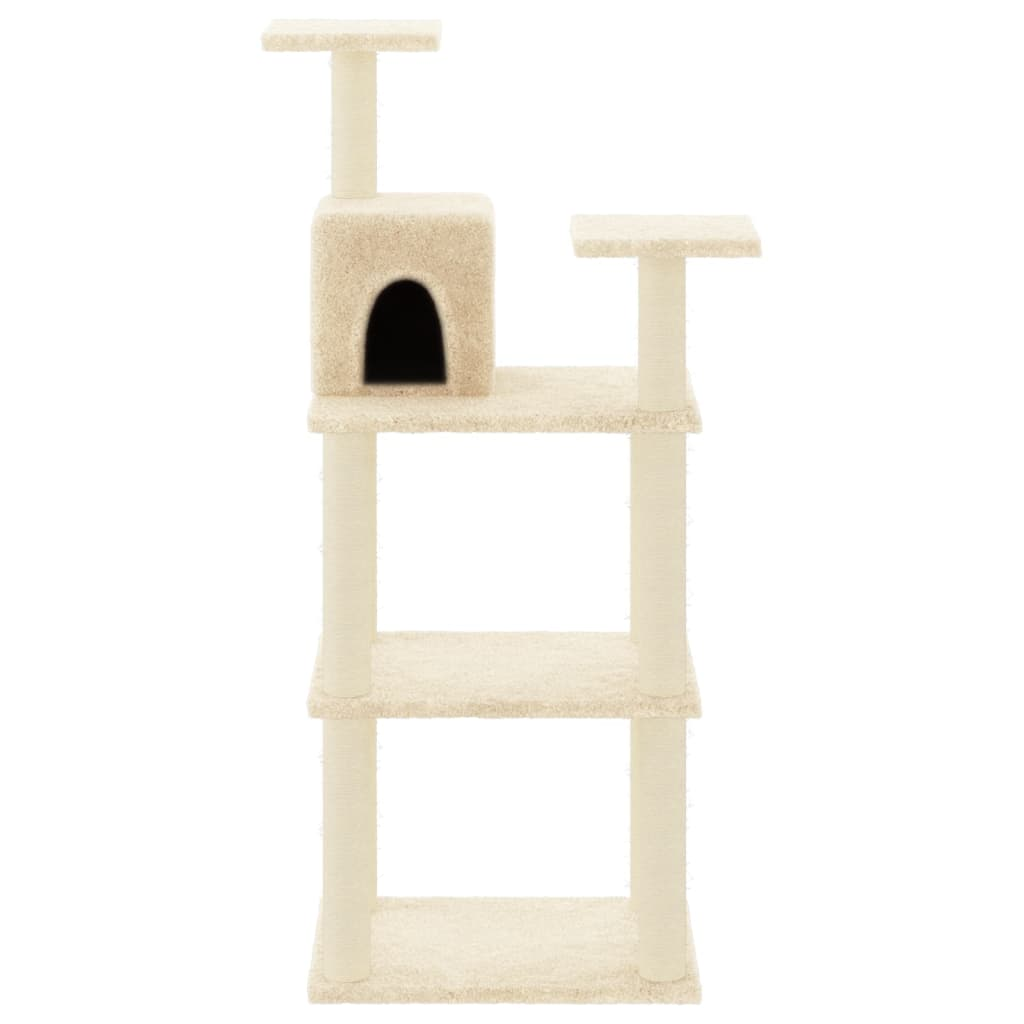 Glamorous Pups : vidaXL Cat Tree Cream Engineered wood, plush, sisal 46.7 in tall