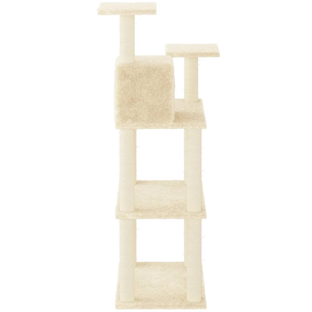 Glamorous Pups : vidaXL Cat Tree Cream Engineered wood, plush, sisal 46.7 in tall