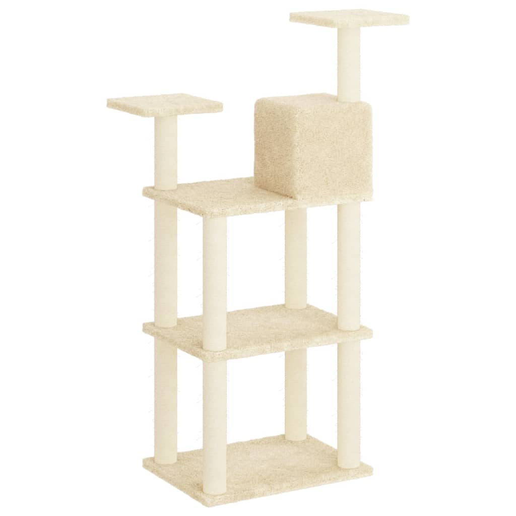 Glamorous Pups : vidaXL Cat Tree Cream Engineered wood, plush, sisal 46.7 in tall