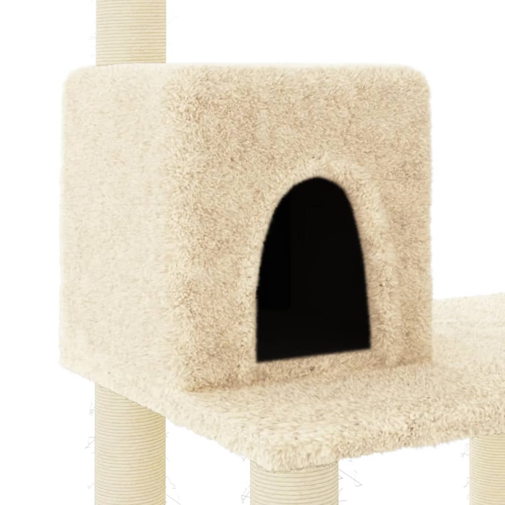 Glamorous Pups : vidaXL Cat Tree Cream Engineered wood, plush, sisal 46.7 in tall
