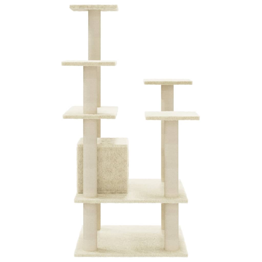 Glamorous Pups : vidaXL Cat Tree Cream Engineered wood, plush, sisal Medium Durable