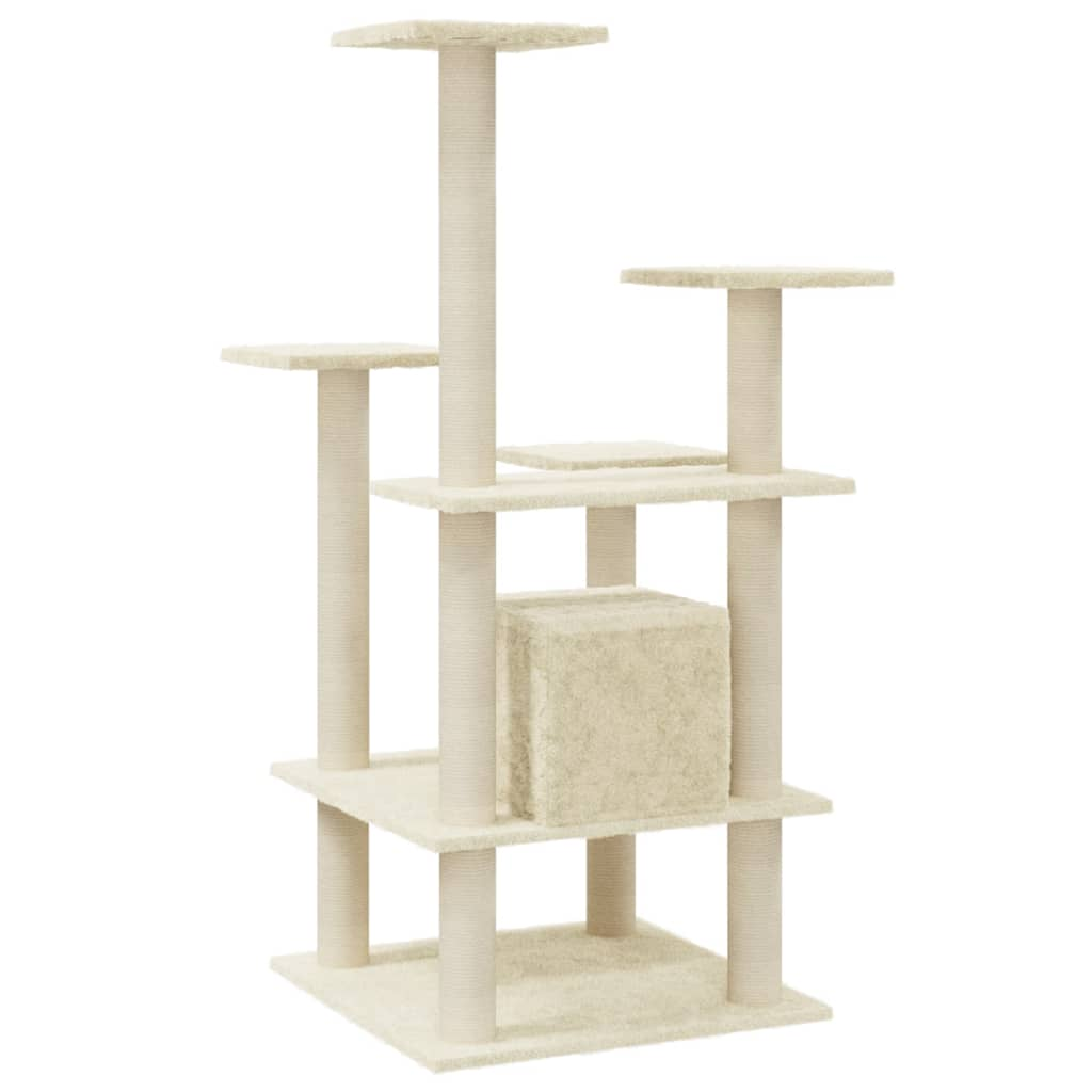 Glamorous Pups : vidaXL Cat Tree Cream Engineered wood, plush, sisal Medium Durable