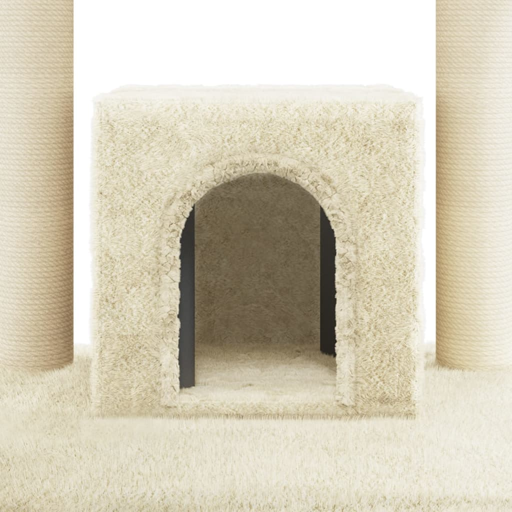 Glamorous Pups : vidaXL Cat Tree Cream Engineered wood, plush, sisal Medium Durable
