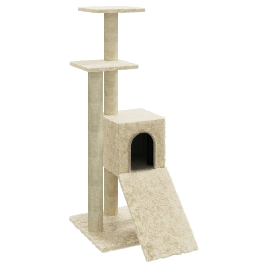 Glamorous Pups : vidaXL Cat Tree Cream Engineered wood, plush, sisal Medium Durable