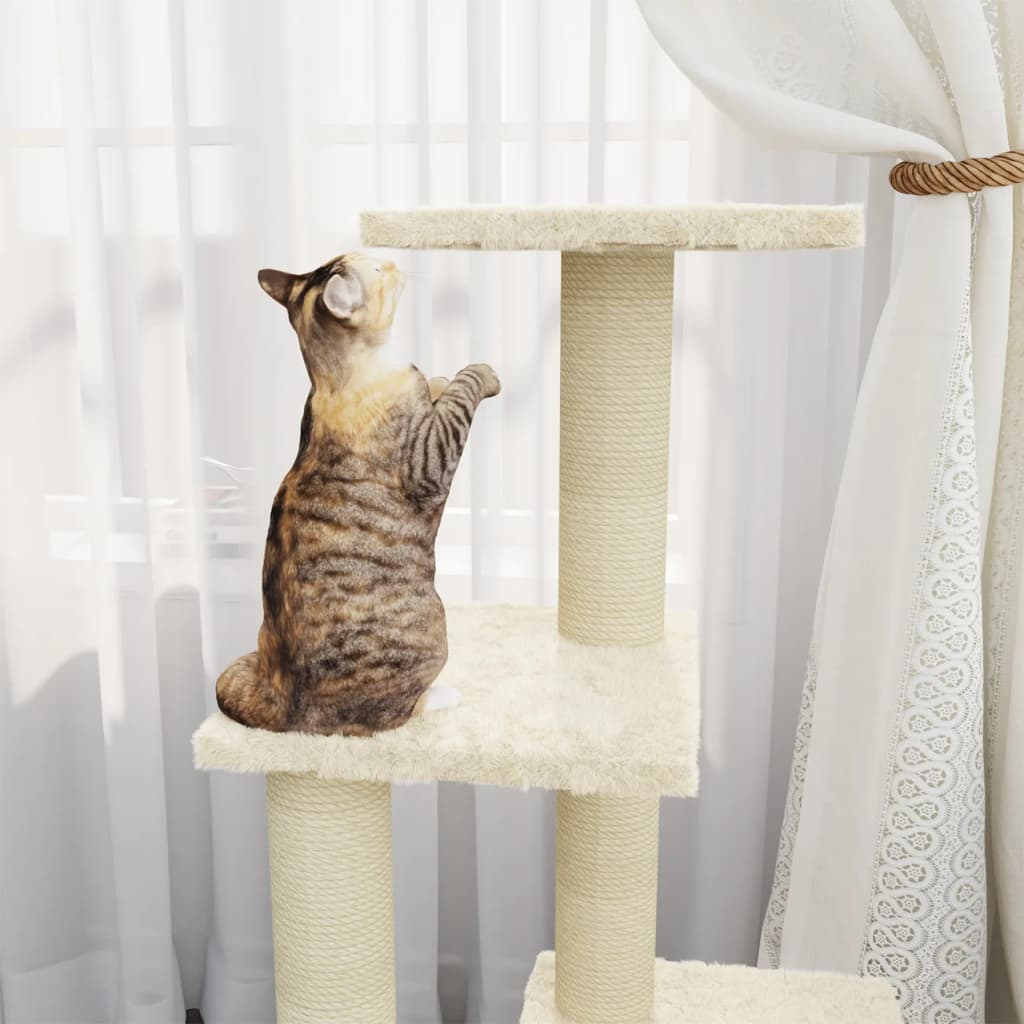 Glamorous Pups : vidaXL Cat Tree Cream Engineered wood, plush, sisal Medium Durable