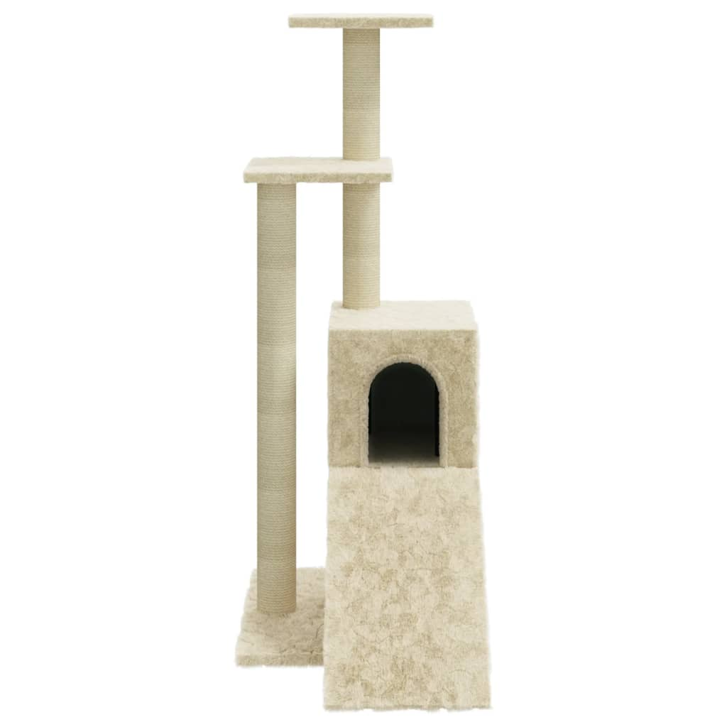 Glamorous Pups : vidaXL Cat Tree Cream Engineered wood, plush, sisal Medium Durable