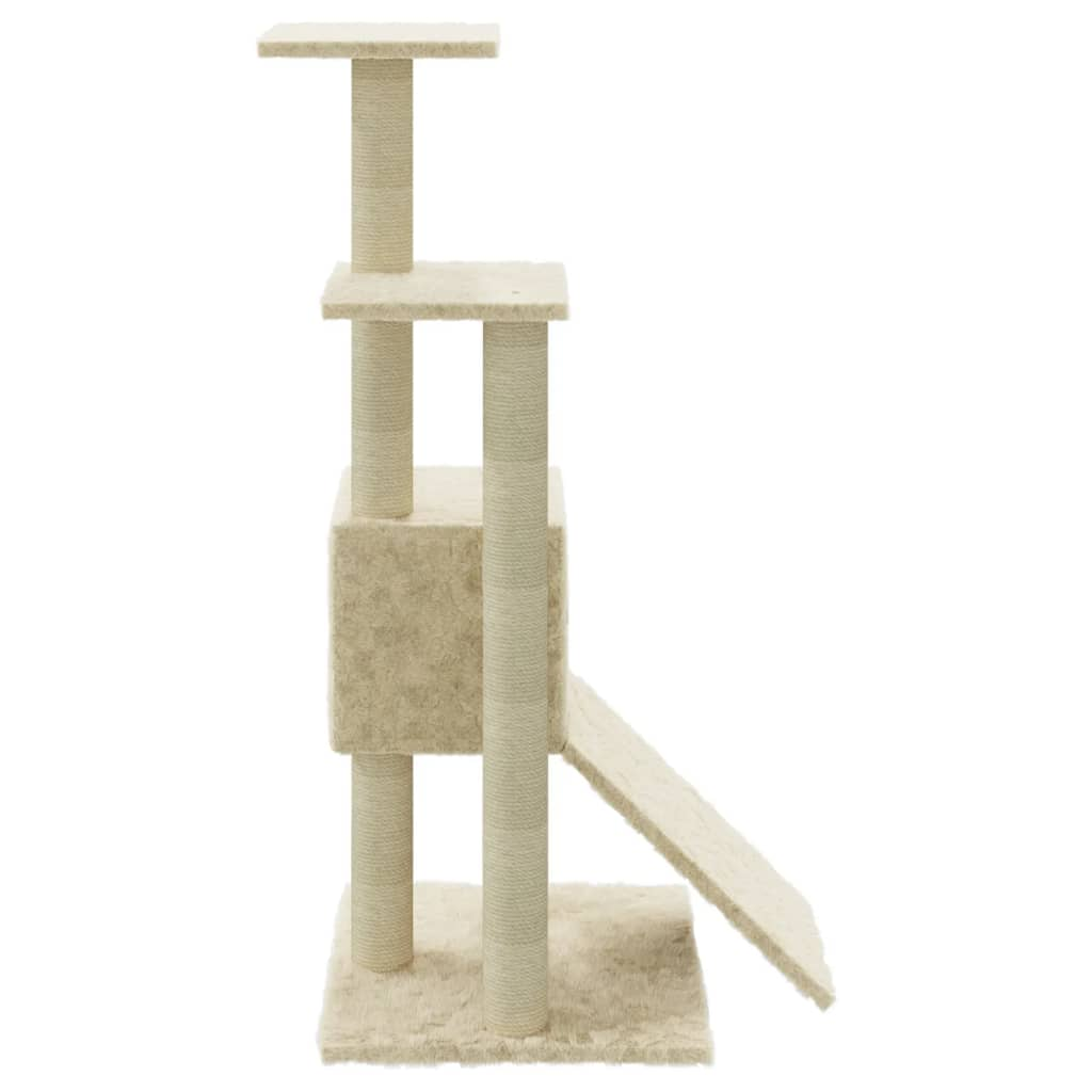 Glamorous Pups : vidaXL Cat Tree Cream Engineered wood, plush, sisal Medium Durable