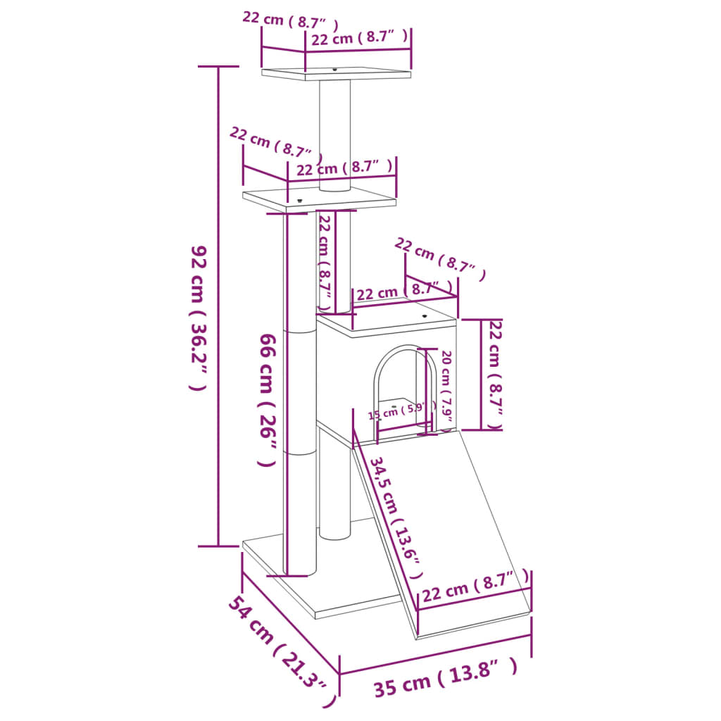 Glamorous Pups : vidaXL Cat Tree Cream Engineered wood, plush, sisal Medium Durable
