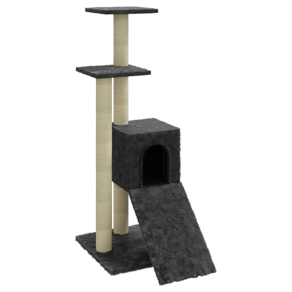 Glamorous Pups : vidaXL Cat Tree Dark grey Engineered wood, plush, sisal Medium