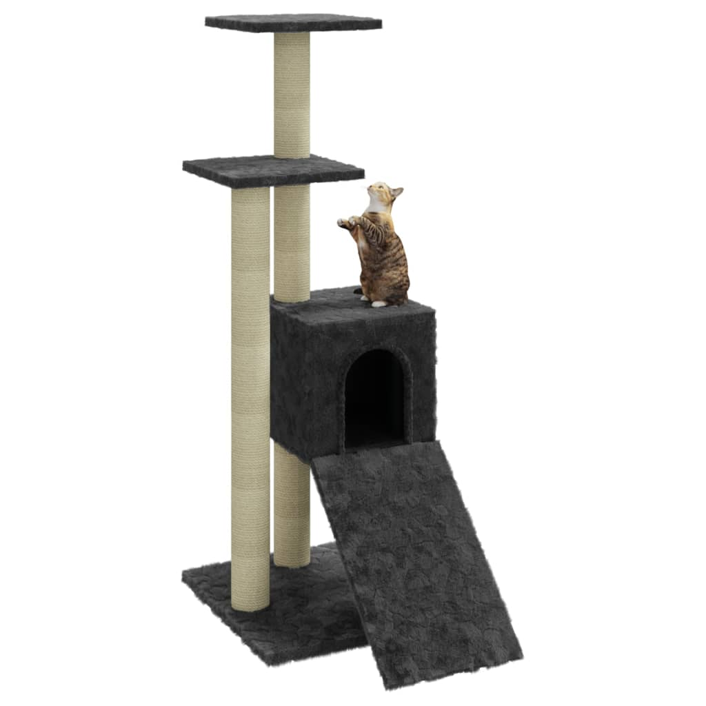 Glamorous Pups : vidaXL Cat Tree Dark grey Engineered wood, plush, sisal Medium