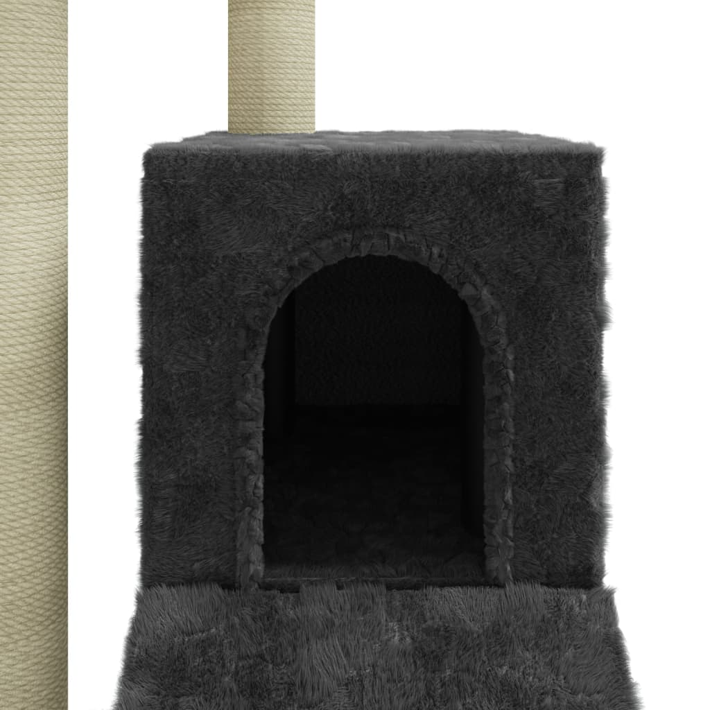 Glamorous Pups : vidaXL Cat Tree Dark grey Engineered wood, plush, sisal Medium