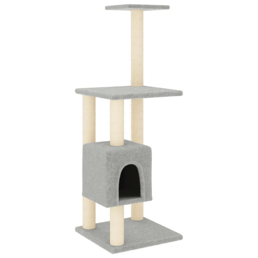 Glamorous Pups : vidaXL Cat Tree Light grey Engineered wood, plush, sisal 40.9 in tall