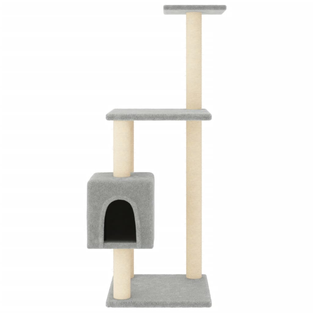 Glamorous Pups : vidaXL Cat Tree Light grey Engineered wood, plush, sisal 40.9 in tall