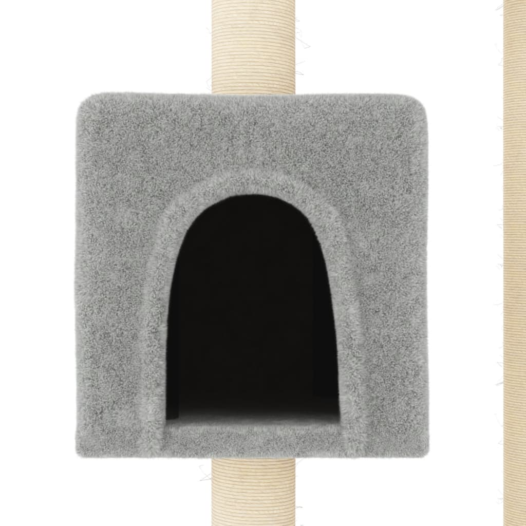 Glamorous Pups : vidaXL Cat Tree Light grey Engineered wood, plush, sisal 40.9 in tall