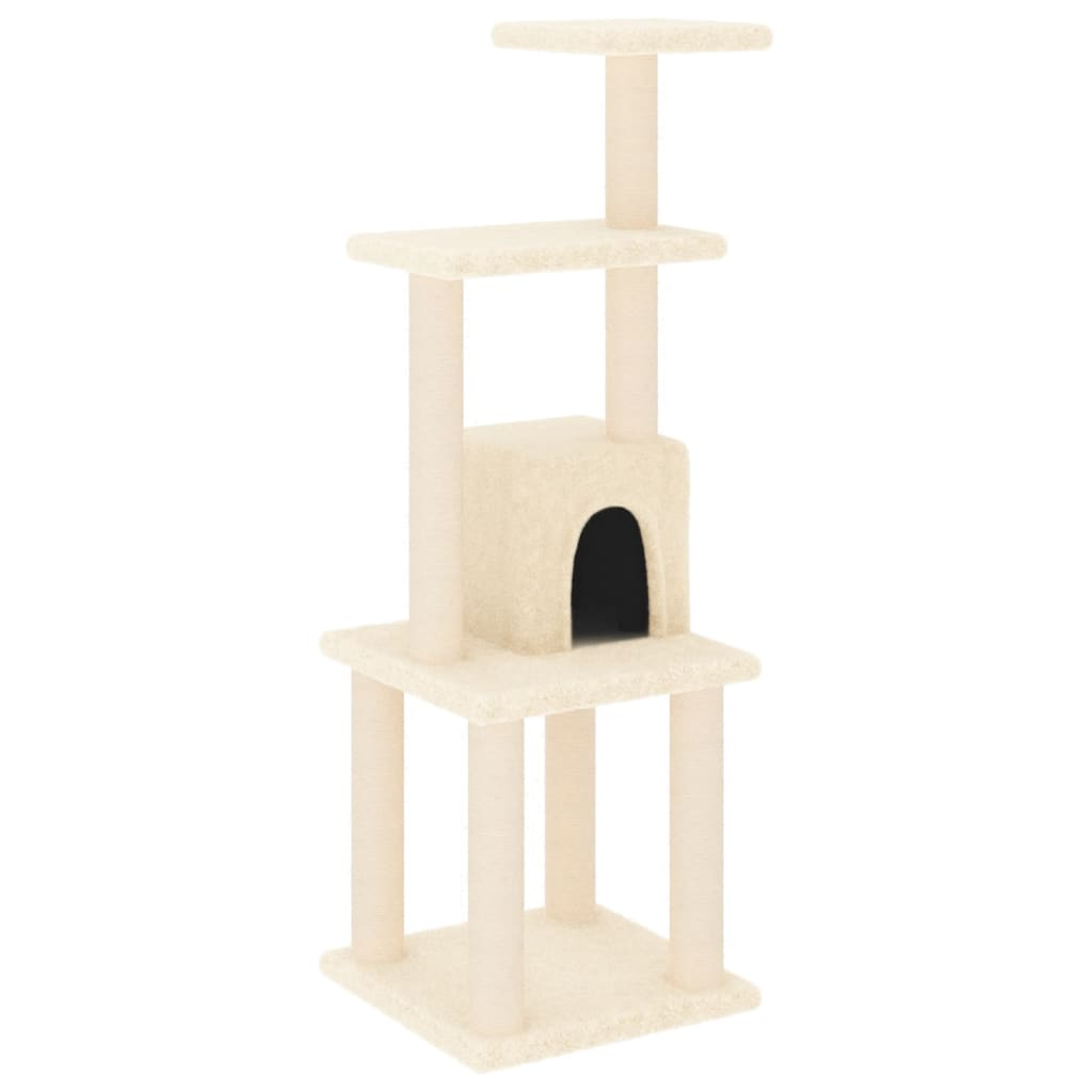 Glamorous Pups : vidaXL Cat Tree Cream Engineered wood, plush, sisal Medium Durable