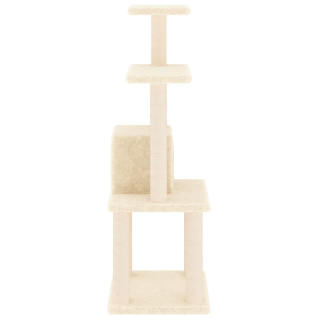 Glamorous Pups : vidaXL Cat Tree Cream Engineered wood, plush, sisal Medium Durable