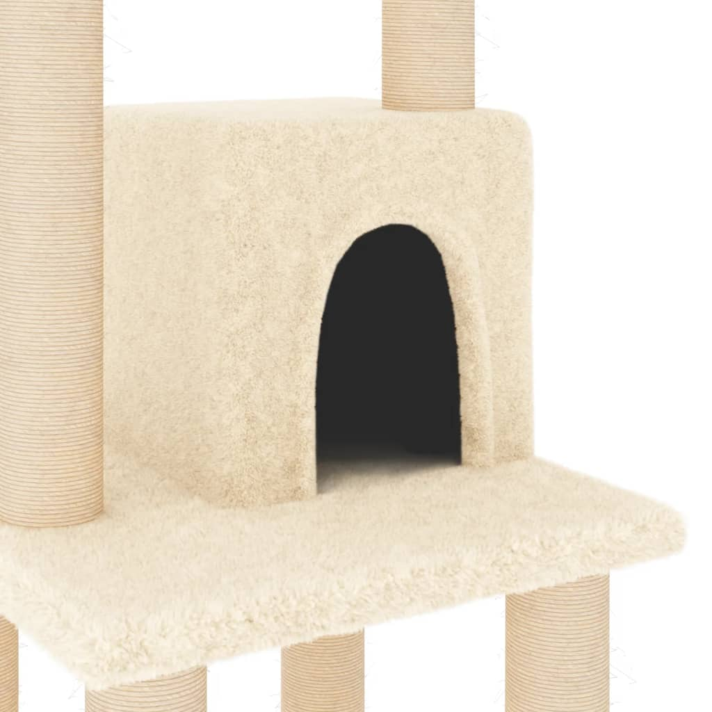Glamorous Pups : vidaXL Cat Tree Cream Engineered wood, plush, sisal Medium Durable