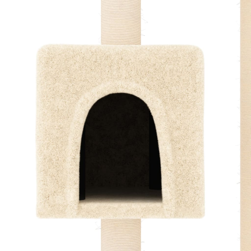Glamorous Pups : vidaXL Cat Tree Cream Engineered wood, plush, sisal Cat Tree Rectangular
