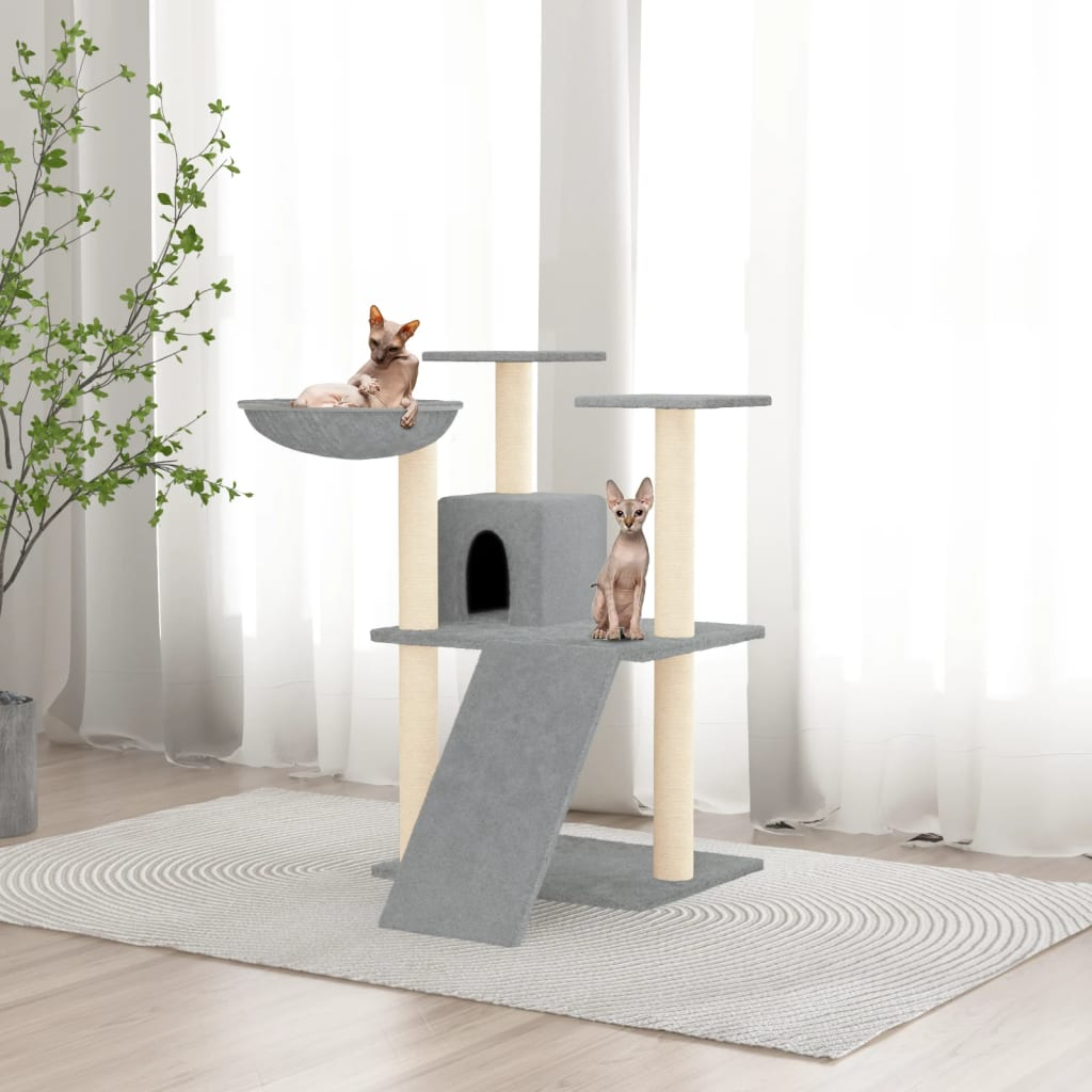 Glamorous Pups : vidaXL Cat Tree Light gray Engineered wood, plush, sisal Nice Design