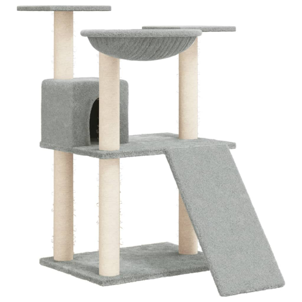 Glamorous Pups : vidaXL Cat Tree Light gray Engineered wood, plush, sisal Nice Design