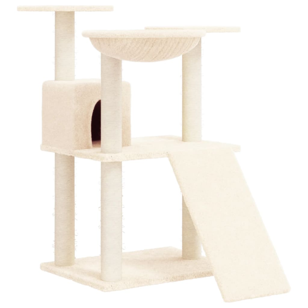 Glamorous Pups : vidaXL Cat Tree Cream Engineered wood Medium Durable Cat Tree