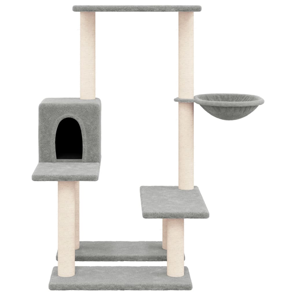 Glamorous Pups : vidaXL Cat Tree Light Grey Engineered wood, plush, sisal Medium