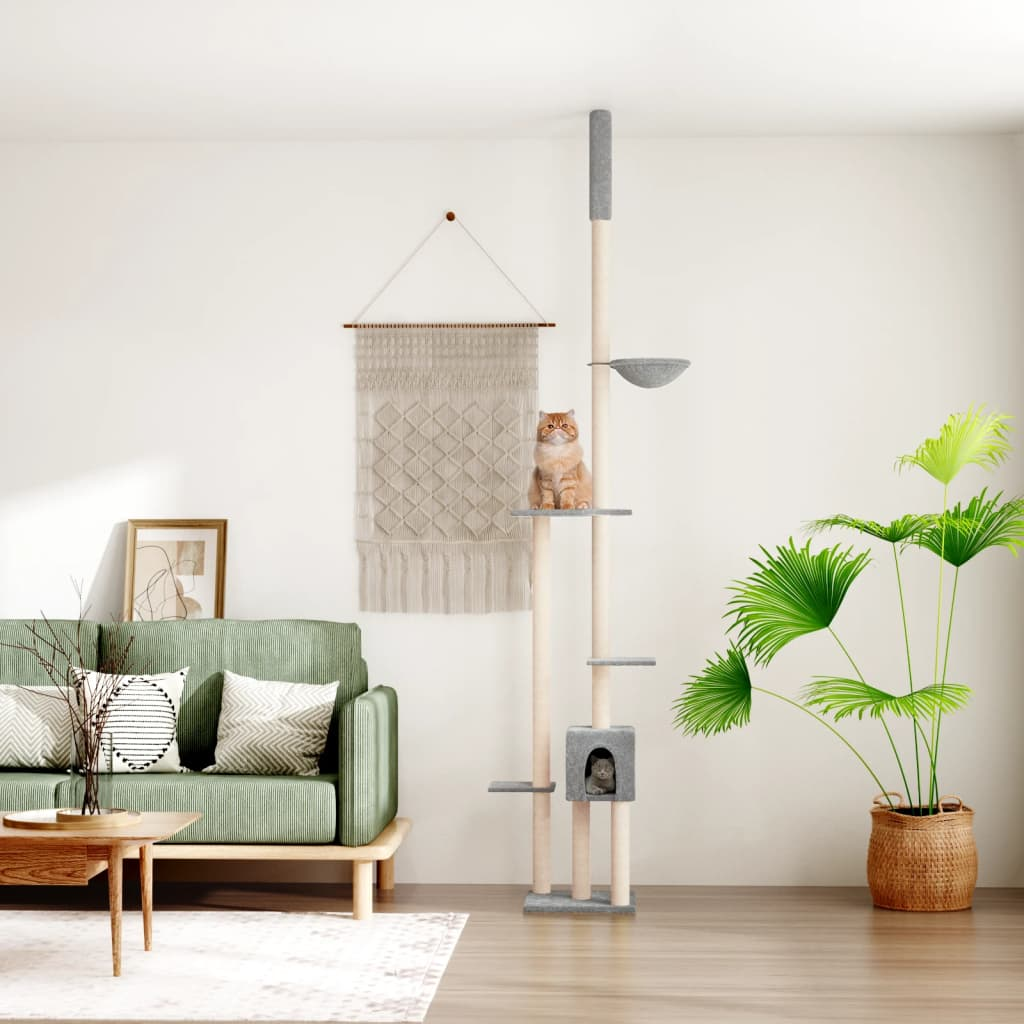 Glamorous Pups : vidaXL Cat Tree Light grey Engineered wood, plush, sisal