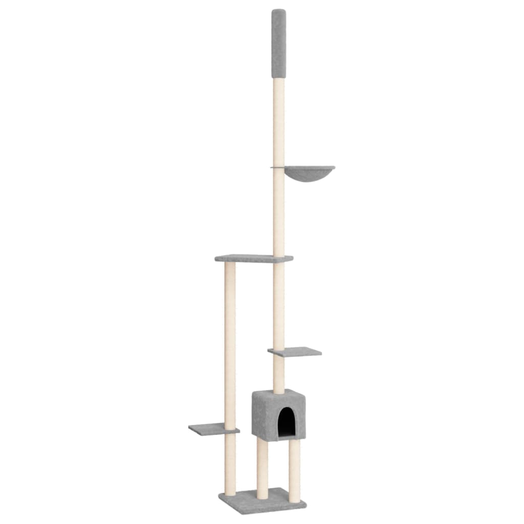 Glamorous Pups : vidaXL Cat Tree Light grey Engineered wood, plush, sisal