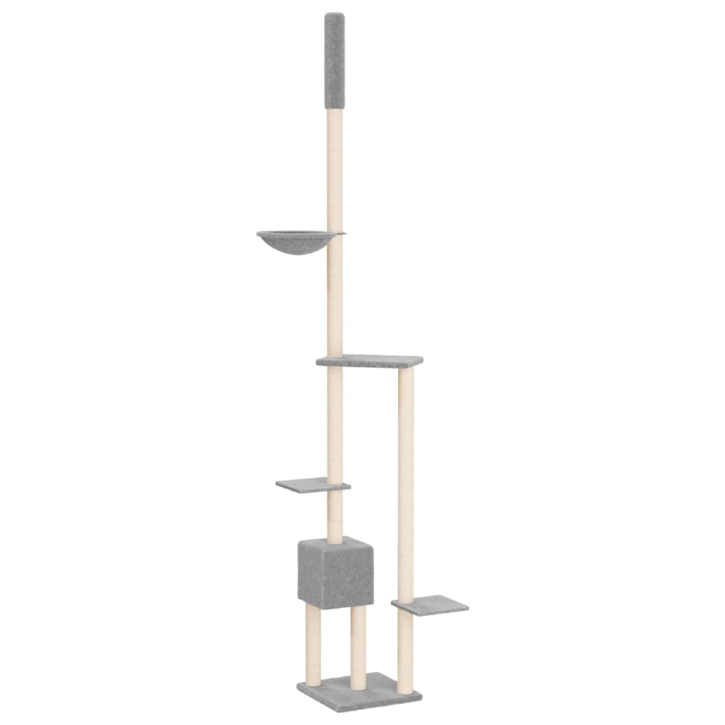 Glamorous Pups : vidaXL Cat Tree Light grey Engineered wood, plush, sisal