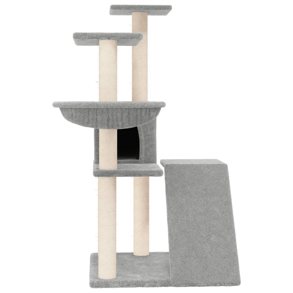 Glamorous Pups : vidaXL Cat Tree Light Grey Engineered wood, plush, sisal Medium Modern