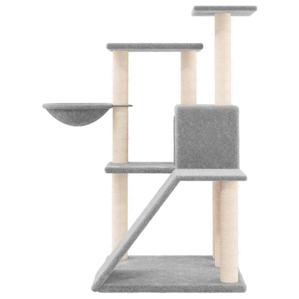 Glamorous Pups : vidaXL Cat Tree Light Grey Engineered wood, plush, sisal Medium Modern