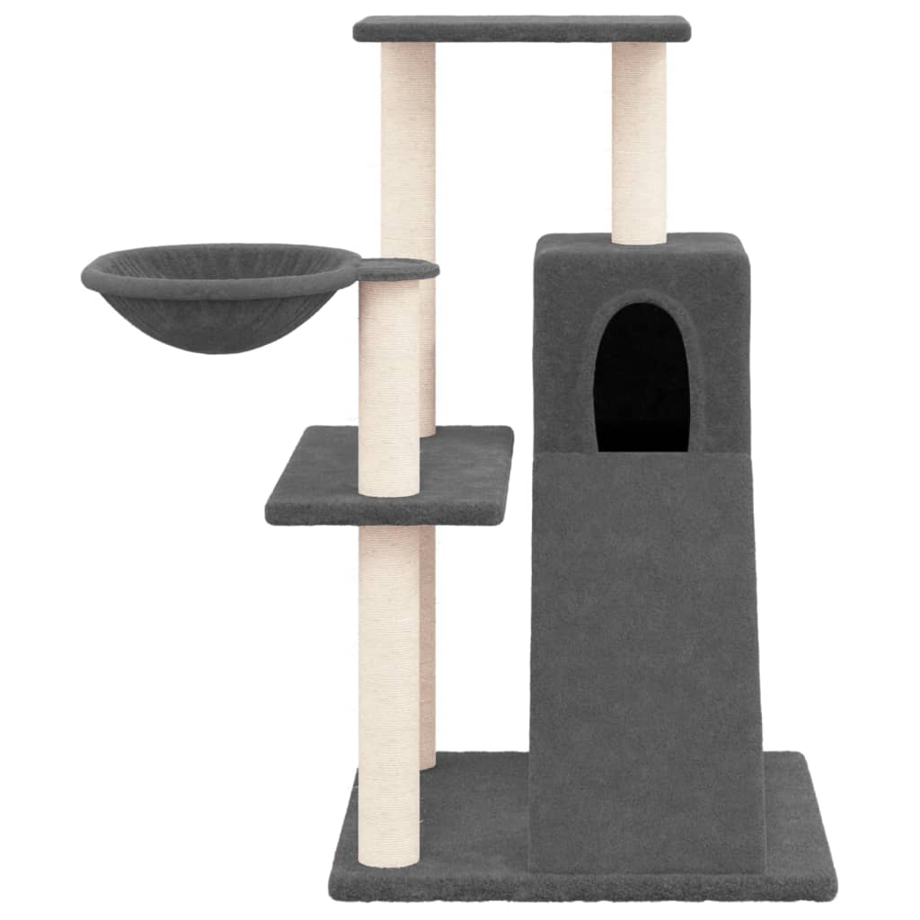 Glamorous Pups : vidaXL Cat Tree Dark grey Engineered wood, plush, sisal 32.3 in Modern