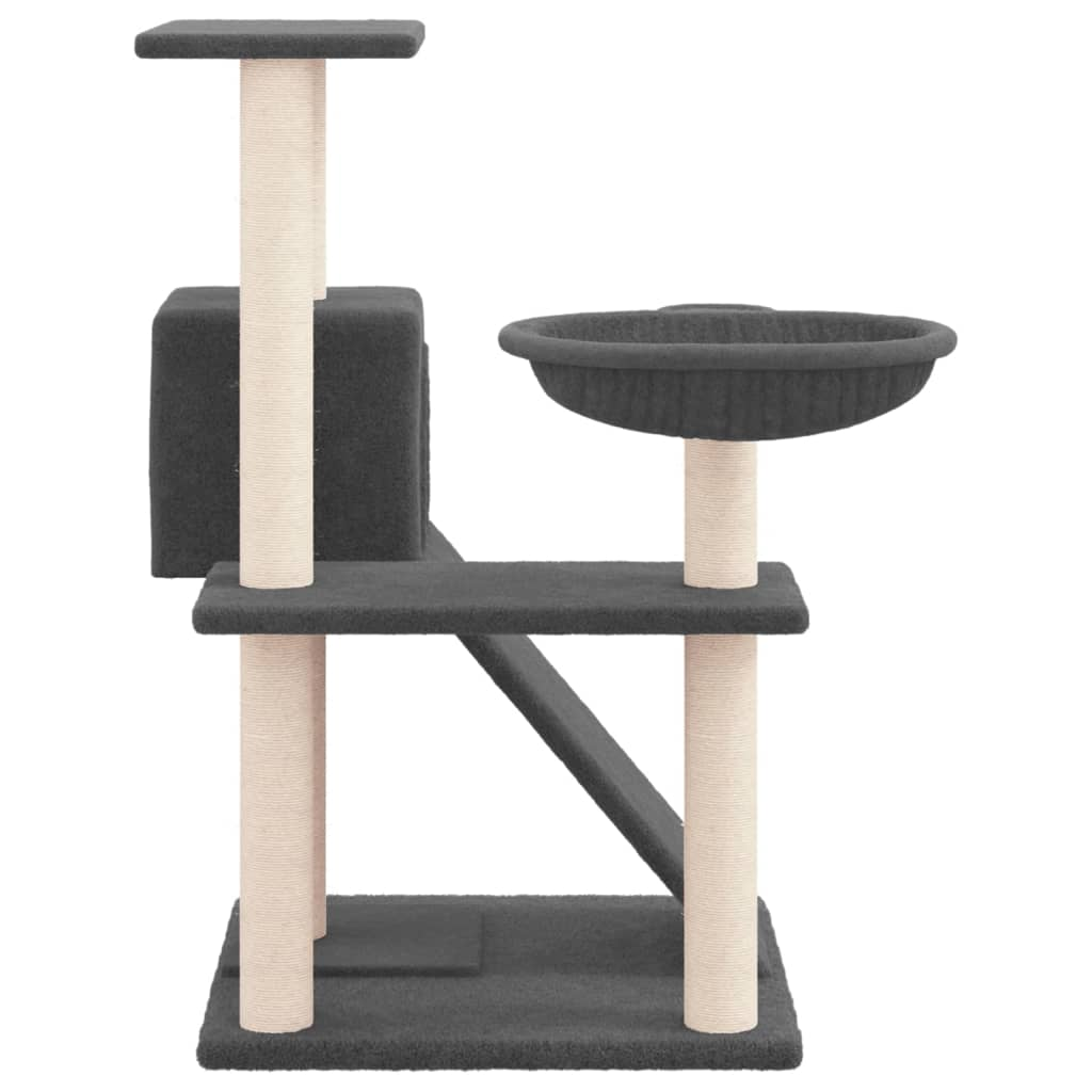 Glamorous Pups : vidaXL Cat Tree Dark grey Engineered wood, plush, sisal 32.3 in Modern