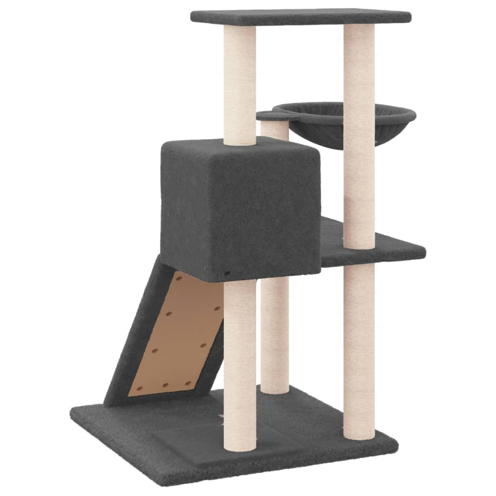 Glamorous Pups : vidaXL Cat Tree Dark grey Engineered wood, plush, sisal 32.3 in Modern