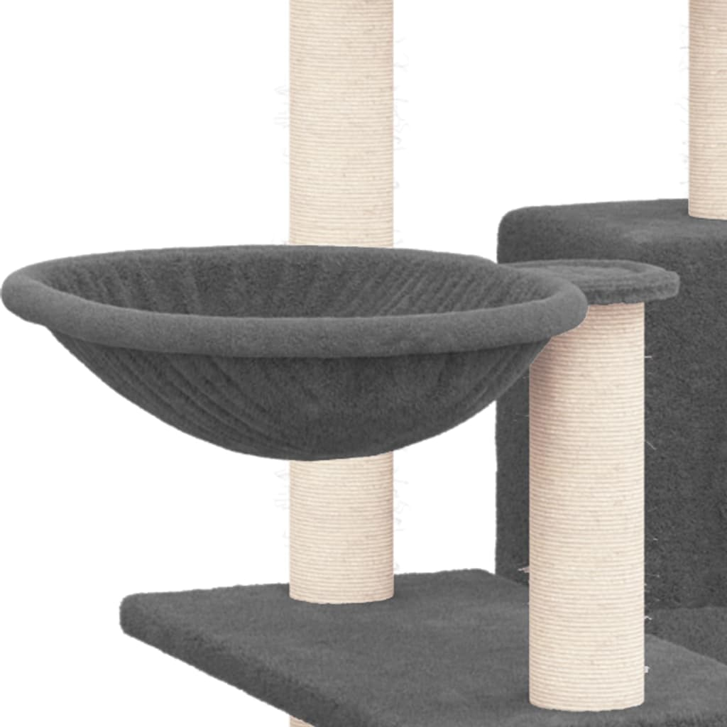 Glamorous Pups : vidaXL Cat Tree Dark grey Engineered wood, plush, sisal 32.3 in Modern