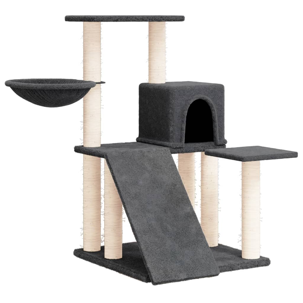 Glamorous Pups : vidaXL Cat Tree Dark Grey Engineered wood, plush, sisal Medium