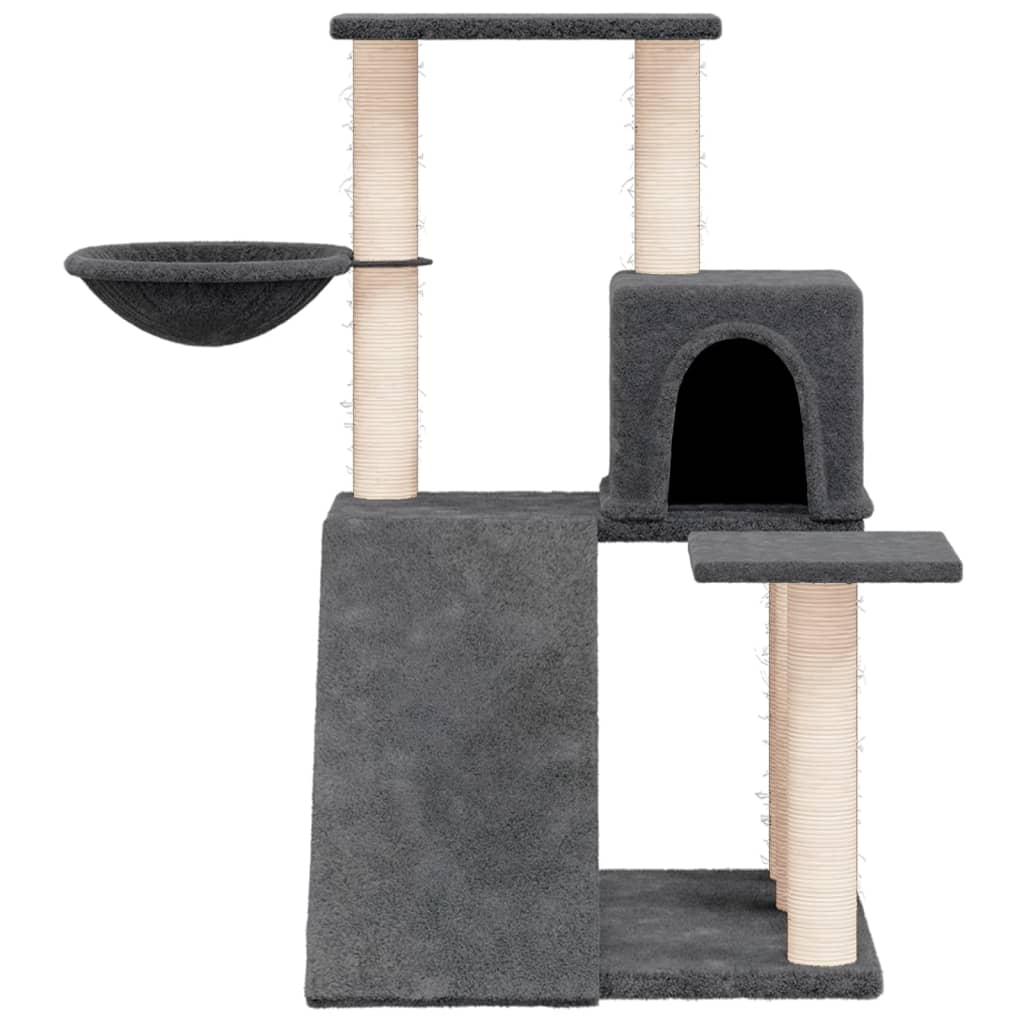 Glamorous Pups : vidaXL Cat Tree Dark Grey Engineered wood, plush, sisal Medium