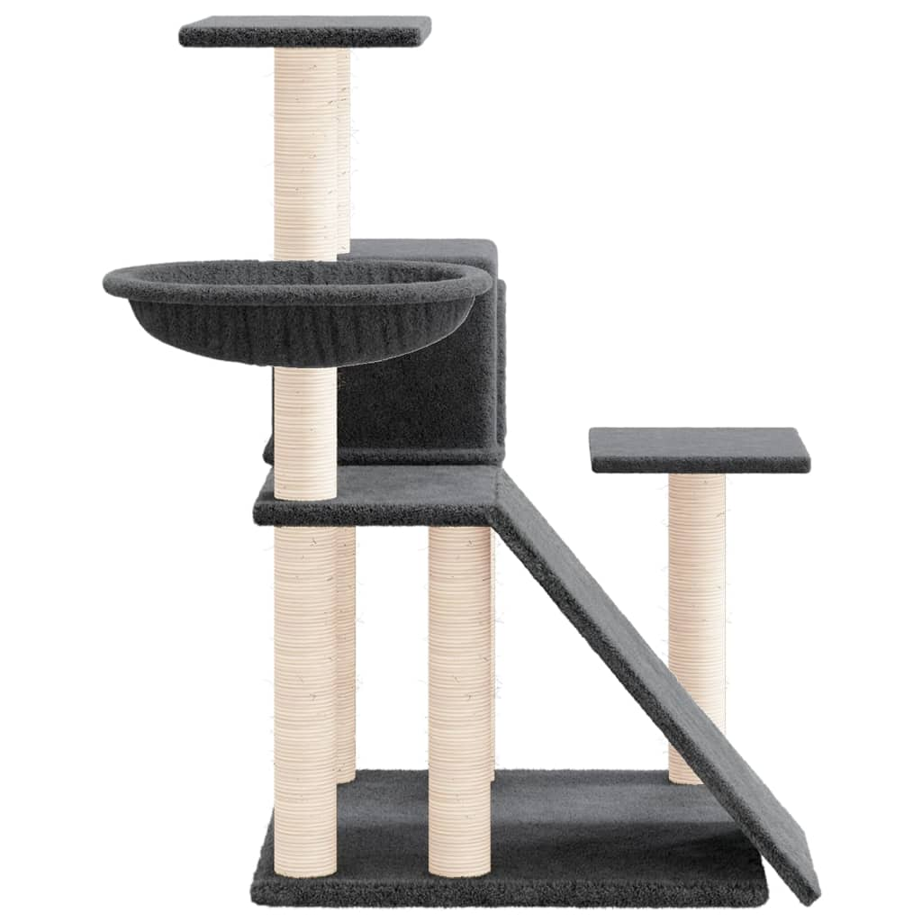 Glamorous Pups : vidaXL Cat Tree Dark Grey Engineered wood, plush, sisal Medium