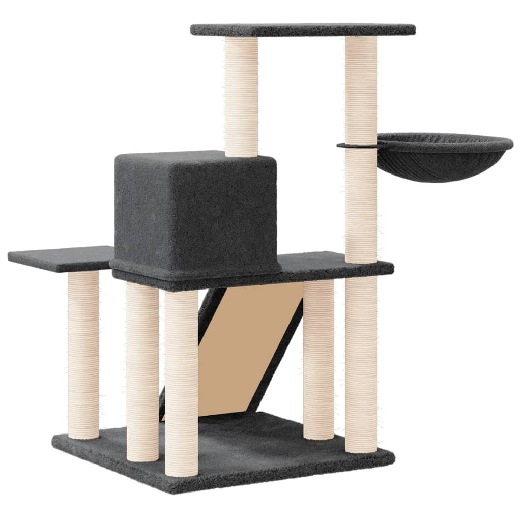 Glamorous Pups : vidaXL Cat Tree Dark Grey Engineered wood, plush, sisal Medium