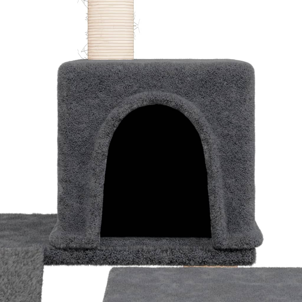 Glamorous Pups : vidaXL Cat Tree Dark Grey Engineered wood, plush, sisal Medium