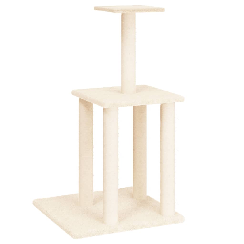 Glamorous Pups : vidaXL Cat Tree Cream Engineered wood, Plush, Sisal Medium Sturdy