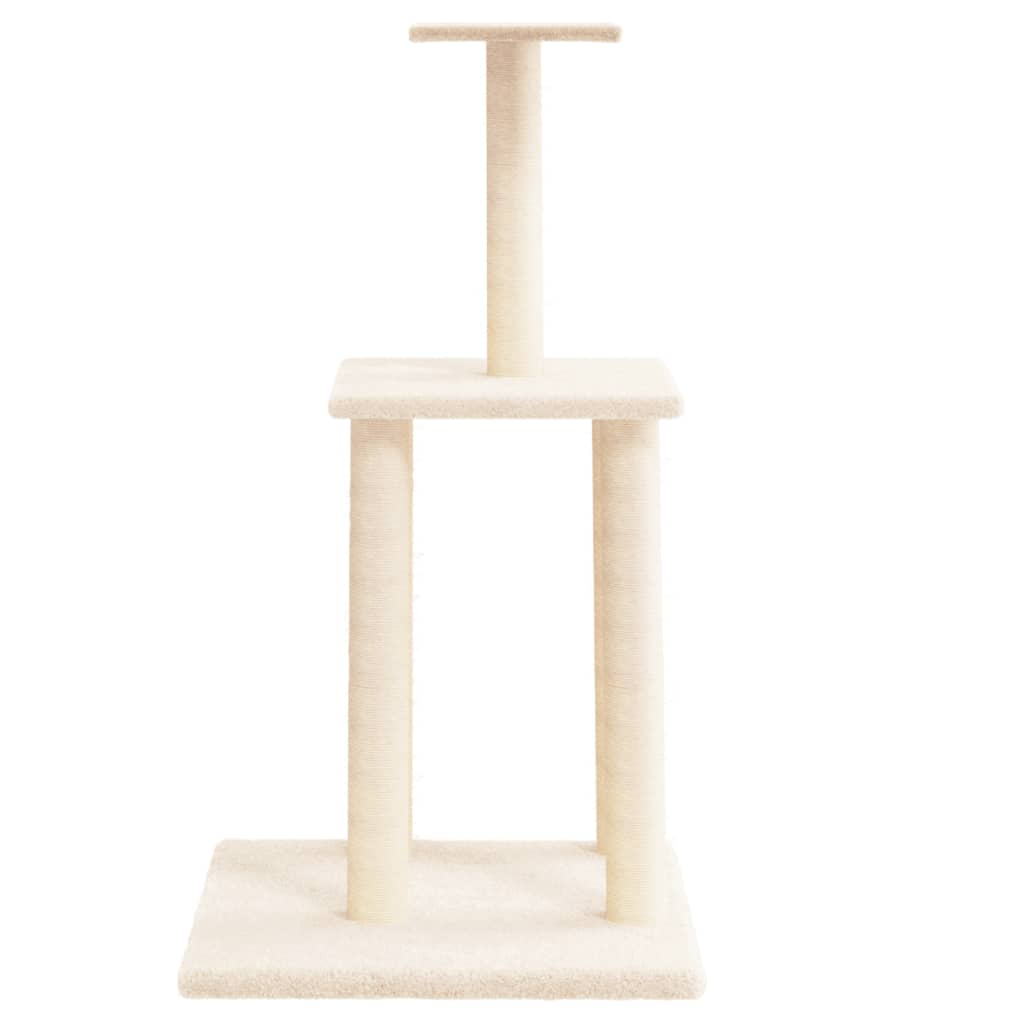 Glamorous Pups : vidaXL Cat Tree Cream Engineered wood, Plush, Sisal Medium Sturdy